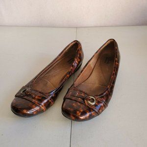 Womens CLARKS COLLECTION Brown Tortoiseshell Flats Loafers Shoes SIZE 8.5 M
